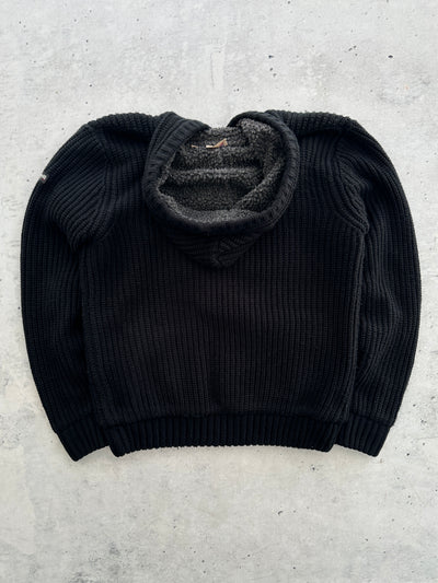 00's Schott Fleece Lined Chunky Knit Zip Up Hoodie (M)
