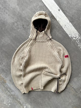 Vintage Schott NYC Chunky Knit Asymmetrical Zip Hoodie (S)