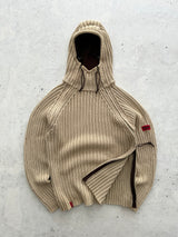 Vintage Schott NYC Chunky Knit Asymmetrical Zip Hoodie (S)