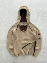 Vintage Schott NYC Chunky Knit Asymmetrical Zip Hoodie (S)