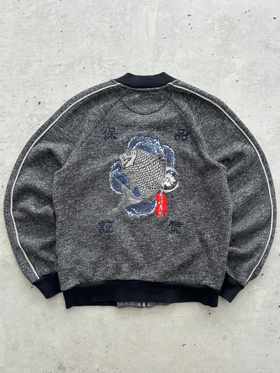 Evisu Embroidered Koi Zip Up Sweatshirt (Women's S)