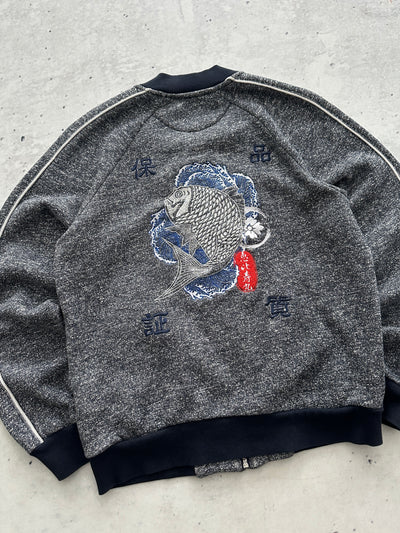 Evisu Embroidered Koi Zip Up Sweatshirt (Women's S)