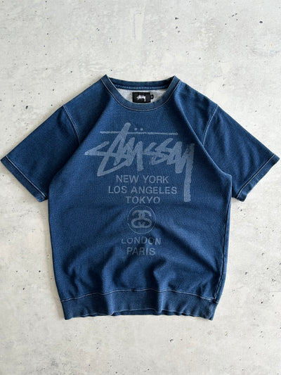Stussy Script Heavyweight Denim Look T Shirt (S)