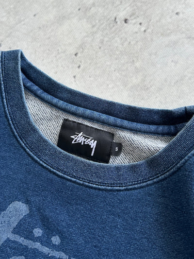 Stussy Script Heavyweight Denim Look T Shirt (S)