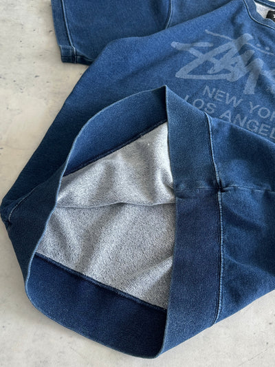 Stussy Script Heavyweight Denim Look T Shirt (S)