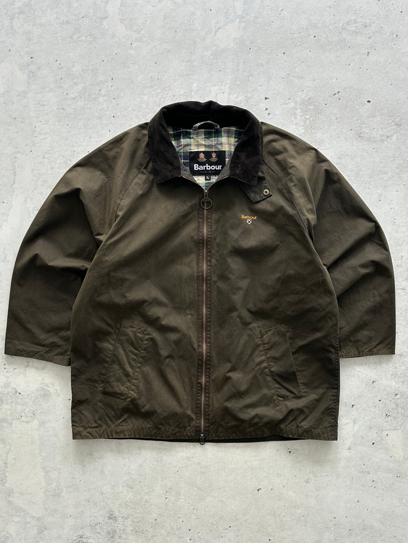 Barbour Corduroy Collar Zip Up wax Jacket (Women's XL)
