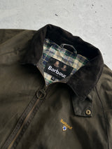 Barbour Corduroy Collar Zip Up wax Jacket (Women's XL)