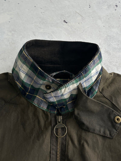 Barbour Corduroy Collar Zip Up wax Jacket (Women's XL)