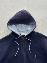 YSL Embroidered Logo Ribbed Zip Up Hoodie (M)