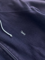 YSL Embroidered Logo Ribbed Zip Up Hoodie (M)