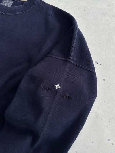 90's Stone Island Embroidered stencil Logo Sweatshirt (M)