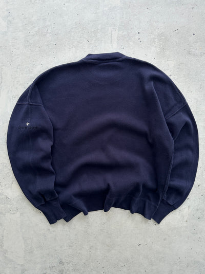 90's Stone Island Embroidered stencil Logo Sweatshirt (M)