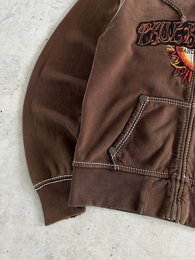 00's True Religion gradient embroidered sun Zip Up Hoodie (XL)