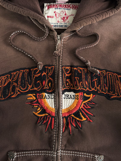 00's True Religion gradient embroidered sun Zip Up Hoodie (XL)