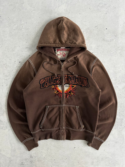 00's True Religion gradient embroidered sun Zip Up Hoodie (XL)