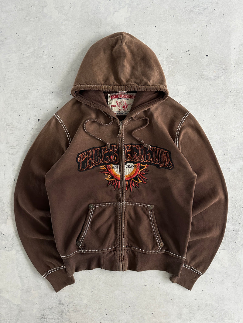 00's True Religion gradient embroidered sun Zip Up Hoodie (XL)