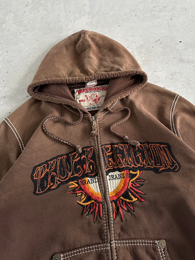 00's True Religion gradient embroidered sun Zip Up Hoodie (XL)
