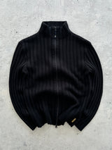 00's Armani Jeans Ribbed Wool Knit Zip Up Jumper (S)