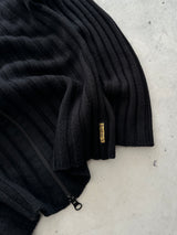 00's Armani Jeans Ribbed Wool Knit Zip Up Jumper (S)