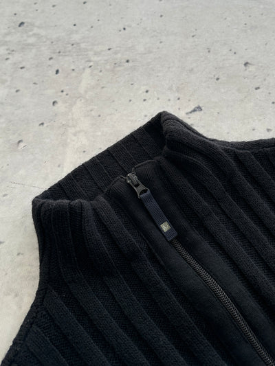 00's Armani Jeans Ribbed Wool Knit Zip Up Jumper (S)