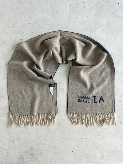 Armani Jeans Reversible Spell Out Knit Scarf (One Size)