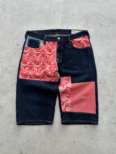 00's Evisu Patchwork selvedge Denim Shorts (W34)