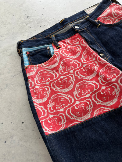 00's Evisu Patchwork selvedge Denim Shorts (W34)