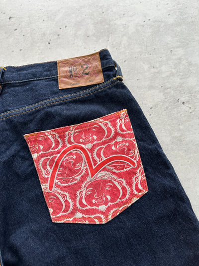 00's Evisu Patchwork selvedge Denim Shorts (W34)