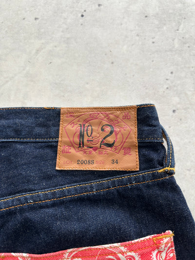00's Evisu Patchwork selvedge Denim Shorts (W34)