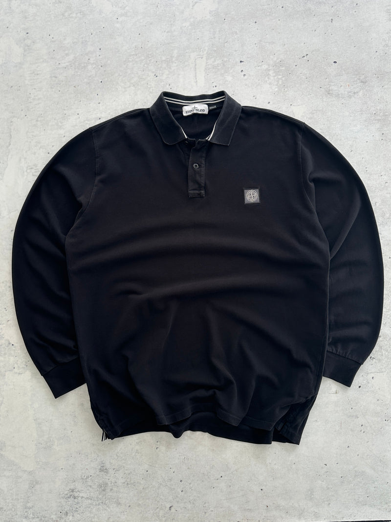 SS/17 Stone Island Patch Logo Long Sleeve Polo Shirt (XXL)