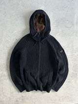00's Schott NYC Chunky Knit Zip Up Hoodie (L)