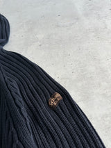 00's Schott NYC Chunky Knit Zip Up Hoodie (L)