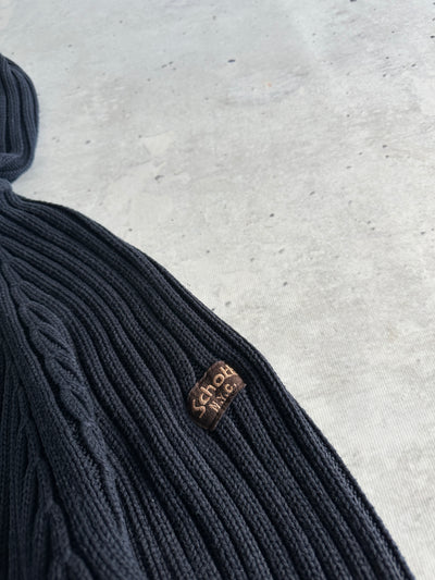 00's Schott NYC Chunky Knit Zip Up Hoodie (L)