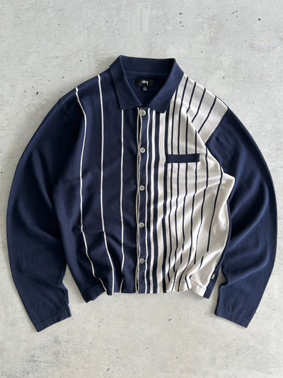 Stussy striped knit Button Up Jumper / Cardigan (S/M)