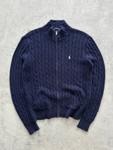 Ralph Lauren Cable Knit Zip Up Jumper (Women's L)