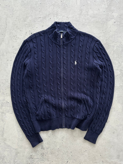 Ralph Lauren Cable Knit Zip Up Jumper (Women's L)