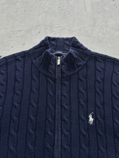 Ralph Lauren Cable Knit Zip Up Jumper (Women's L)