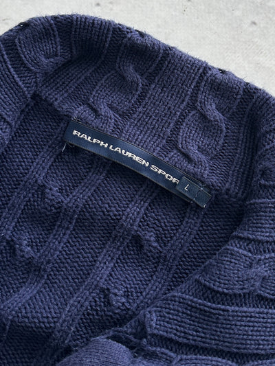 Ralph Lauren Cable Knit Zip Up Jumper (Women's L)