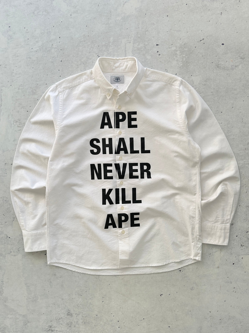 BAPE Slogan heavyweight oxford Long Sleeve Shirt (L)