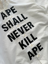 BAPE Slogan heavyweight oxford Long Sleeve Shirt (L)