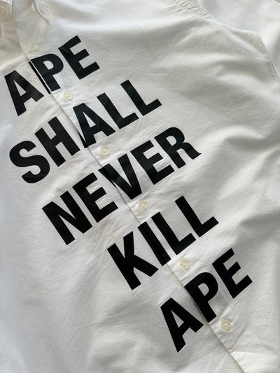 BAPE Slogan heavyweight oxford Long Sleeve Shirt (L)