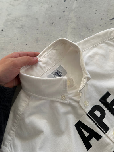 BAPE Slogan heavyweight oxford Long Sleeve Shirt (L)