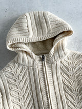 Schott NYC Borg Lined Wool Cable Knit Hooded Jacket (XXL)