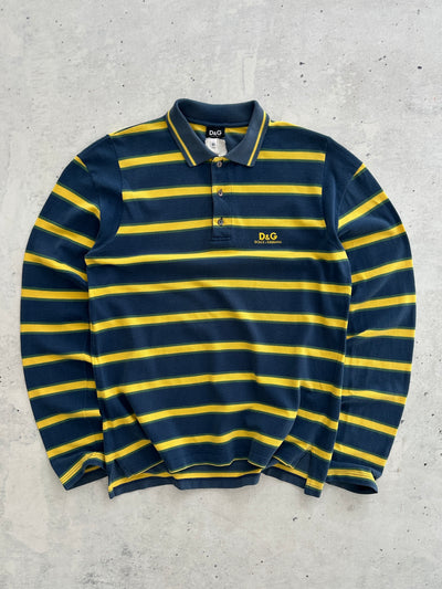 Vintage Dolce & Gabbana Stripe Long Sleeve Polo Shirt (M)