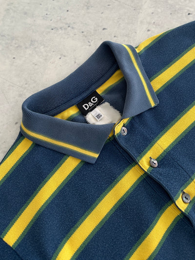 Vintage Dolce & Gabbana Stripe Long Sleeve Polo Shirt (M)