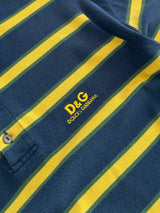 Vintage Dolce & Gabbana Stripe Long Sleeve Polo Shirt (M)