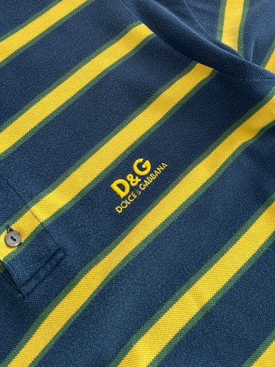 Vintage Dolce & Gabbana Stripe Long Sleeve Polo Shirt (M)