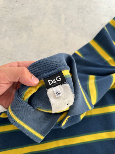 Vintage Dolce & Gabbana Stripe Long Sleeve Polo Shirt (M)