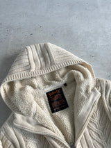 Schott NYC Borg Lined Wool Cable Knit Hooded Jacket (XXL)
