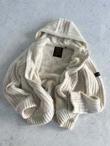 Schott NYC Borg Lined Wool Cable Knit Hooded Jacket (XXL)